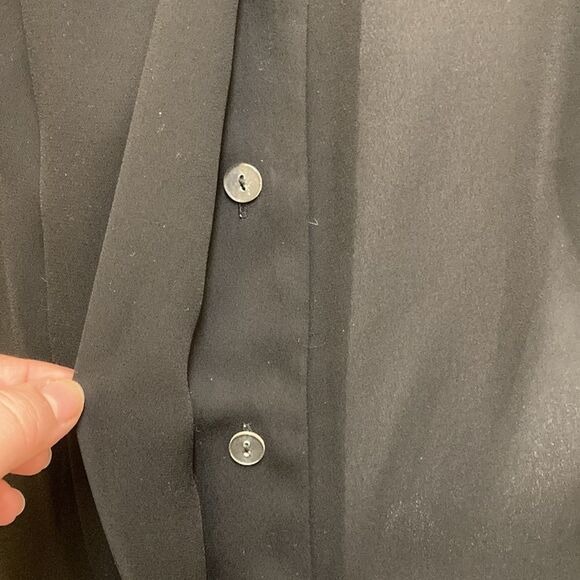 D'Allaird's Vintage Black‎ Chiffon Sheer High Collared Secretary Blouse - Picture 4 of 11